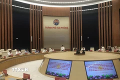 Phó Thủ tướng Hồ Đức Phớc làm việc với thành phố Hải Phòng. (Ảnh: Tiến Vĩnh/TTXVN)