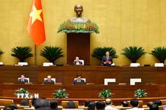Phó Chủ tịch Quốc hội Nguyễn Khắc Định điều hành nội dung về Dự thảo Nghị quyết của Quốc hội về việc thành lập thành phố Đồng Nai trực thuộc Trung ương. (Ảnh: Doãn Tấn/TTXVN)