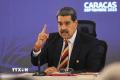 Tổng thống Venezuela Nicolas Maduro phát biểu tại cuộc họp báo ở Caracas. (Nguồn: THX/TTXVN)