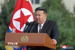 Nhà lãnh đạo Triều Tiên Kim Jong Un phát biểu tại Bình Nhưỡng. (Nguồn: KCNA/TTXVN)
