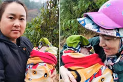 Hình ảnh bé gái chào đời cùng các giáo viên hỗ trợ đỡ đẻ. (Nguồn: Báo Sức khỏe & Đời sống)