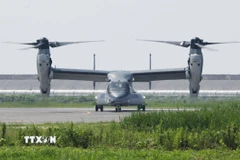 Máy bay vận tải Osprey V-22 Osprey tại căn cứ mới của GSDF ở tỉnh Saga, Nhật Bản ngày 9/7/2025. (Nguồn: Kyodo/TTXVN)