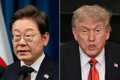 Tổng thống Hàn Quốc Lee Jae Myung và người đồng cấp Mỹ Donald Trump. (Nguồn: Reuters/EPA-EFE)