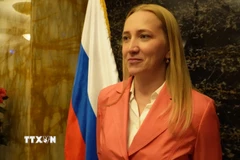 Tổng giám đốc Công ty thương mại thực phẩm Ava Trading, bà Irina Ivanova. (Ảnh: Tâm Hằng/TTXVN)