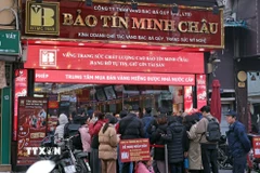 Cửa hàng Bảo Tín Minh Châu trên phố Trần Nhân Tông, Hà Nội. (Ảnh: Trần Việt/TTXVN)