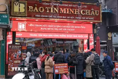 Cửa hàng Bảo Tín Minh Châu trên phố Trần Nhân Tông, Hà Nội. (Ảnh: Trần Việt/TTXVN)