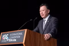 Ông Francis Wong OAM, Chủ tịch Diễn đàn Doanh nghiệp Australia-ASEAN (AABF), phát biểu tại một hội nghị xúc tiến đầu tư giữa Việt Nam và Australia. (Ảnh: TTXVN phát)