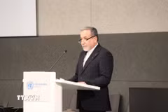 Ngoại trưởng Iran Seyed Abbas Araghchi phát biểu tại Hội nghị giải trừ vũ khí của Liên hợp quốc ở Geneva, Thuỵ Sĩ ngày 17/2/2026. (Nguồn: THX/TTXVN)