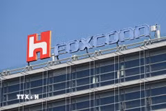 Biểu tượng Foxconn tại trụ sở ở Đài Bắc, Đài Loan (Trung Quốc). (Nguồn: AFP/TTXVN)