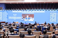 Ngày 11/2/2026, tại thành phố Nam Ninh, Quảng Tây (Trung Quốc) diễn ra Hội nghị Gặp gỡ đầu Xuân 2026 giữa Bí thư 5 tỉnh, thành của Việt Nam là Quảng Ninh, Lạng Sơn, Cao Bằng, Tuyên Quang, Hải Phòng và Bí thư Khu ủy Khu tự trị dân tộc Choang Quảng Tây, Trung Quốc. (Ảnh: Công Tuyên/TTXVN)