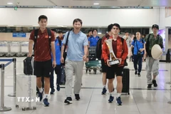 Tối 30/7/2025, đội tuyển U23 Việt Nam đã về đến sân bay quốc tế Nội Bài (Hà Nội) sau hành trình bảo vệ ngôi vô địch U23 Đông Nam Á tại Indonesia. Ảnh: Minh Quyết - TTXVN