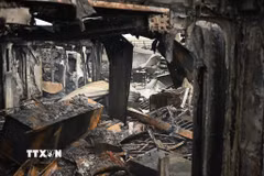 Cảnh đổ nát sau vụ tấn công vào trung tâm cai nghiện ở Kabul, Afghanistan, ngày 17/3/2026. (Nguồn: THX/TTXVN)