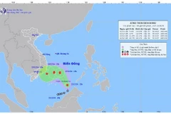 Vị trí và đường đi của áp thấp nhiệt đới. (Nguồn: Trung tâm Dự báo Khí tượng Thủy văn Quốc gia)