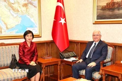 Đại sứ Đặng Thị Thu Hà gặp Bộ trưởng Quốc phòng Thổ Nhĩ Kỳ Yaşar GÜLER. (Nguồn: Đại sứ quán Việt Nam tại Thổ Nhĩ Kỳ/TTXVN phát)