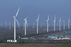 Các turbine gió tại tỉnh Giang Tô, Trung Quốc. (Nguồn: THX/TTXVN)