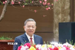 Tổng Bí thư Tô Lâm chúc Tết Đảng bộ, chính quyền và Nhân dân Thủ đô Hà Nội. (Ảnh: Thống Nhất/TTXVN)
