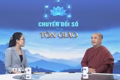 Thiền sư Minh Niệm trong cuộc nói chuyện về chủ đề Chuyển đổi số trong tôn giáo của TTXVN. (Nguồn: TTXVN)