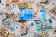 Đồng tiền ruble của Nga. (Nguồn: Getty Images/ TTXVN)