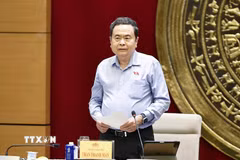 Chiều 21/5/2026, tại Hà Nội, Chủ tịch Quốc hội Trần Thanh Mẫn làm việc với Thường trực Ủy ban Pháp luật và Tư pháp của Quốc hội. (Ảnh: Doãn Tấn/TTXVN)