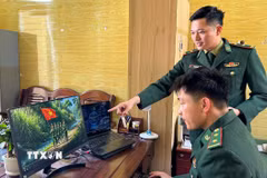 Đồn Biên phòng Nậm Nhừ xây dựng video ứng dụng AI để tuyên truyền chuyển đổi số đến với người dân. (Ảnh: TTXVN phát)