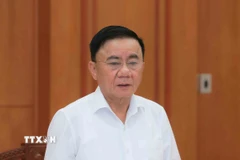 Ông Trần Cẩm Tú, Ủy viên Bộ Chính trị, Thường trực Ban Bí thư phát biểu chỉ đạo buổi làm việc. (Ảnh: Phương Hoa/TTXVN)