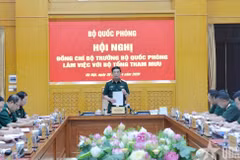 Đại tướng Phan Văn Giang chủ trì buổi làm việc. (Nguồn: Báo Quân đội Nhân dân)