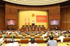Quang cảnh hội nghị tại điểm cầu trung tâm - Hội trường Diên Hồng, Nhà Quốc hội (Hà Nội). (Ảnh: Phương Hoa/TTXVN)
