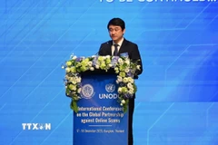 Thứ trưởng Bộ Ngoại giao Lê Anh Tuấn phát biểu tại Hội nghị. (Ảnh: Đỗ Sinh/TTXVN)