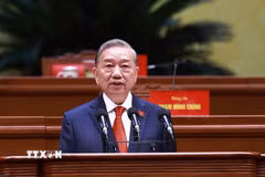 Tổng Bí thư Tô Lâm phát biểu bế mạc Đại hội XIV của Đảng. (Nguồn: TTXVN)