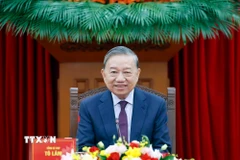 Tổng Bí thư Tô Lâm tại cuộc điện đàm với Tổng thống Liên bang Nga Vladimir Putin. (Ảnh: Thống Nhất/TTXVN)