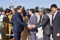 Lễ tiễn Chủ tịch Quốc hội Trần Thanh Mẫn và Phu nhân tại sân bay Ciampino, thủ đô Rome, Cộng hòa Italy. (Ảnh: Doãn Tấn/TTXVN)