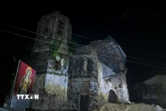 Nhà thờ bị hư hại sau trận động đất tại tỉnh Cebu, Philippines, ngày 30/9/2025. (Nguồn: THX/TTXVN)