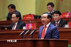 Đồng chí Nguyễn Văn Được, Ủy viên Trung ương Đảng, Phó Bí thư Thành ủy, Chủ tịch Ủy ban nhân dân Thành phố Hồ Chí Minh, tham luận về vấn đề “Phát huy vai trò đầu tàu, xây dựng Thành phố Hồ Chí Minh trở thành trung tâm khoa học, công nghệ và đổi mới sáng tạo mang tầm quốc tế, tạo động lực lan tỏa phát triển cho cả nước.” (Nguồn: TTXVN)