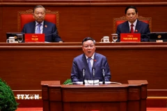 Đồng chí Nguyễn Văn Phong, Phó Bí thư Thường trực Thành ủy Hà Nội, tham luận về vấn đề “Đổi mới phương thức lãnh đạo, xây dựng Đảng bộ thành phố Hà Nội trong sạch, vững mạnh, kiểu mẫu, góp phần đưa đất nước vững bước vào kỷ nguyên vươn mình của dân tộc.” (Nguồn: TTXVN)