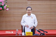 Chủ tịch Quốc hội Trần Thanh Mẫn, Chủ tịch Hội đồng Bầu cử quốc gia, phát biểu. (Ảnh: Doãn Tấn/TTXVN)