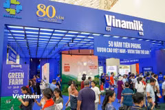 Vinamilk hiện diện và khẳng định vị thế thương hiệu sữa hàng đầu Việt Nam, vươn tầm Quốc tế tại các triển lãm, hội chợ lớn. (Ảnh: Vi Nam/Vietnam+)