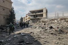 Cảnh đổ nát sau cuộc không kích của Israel tại thị trấn Hosh al-Rafqa, gần Baalbek, Liban. (Nguồn: THX/TTXVN)