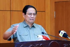 Thủ tướng Phạm Minh Chính kết luận buổi làm việc với Ban Thường vụ tỉnh ủy Thái Bình. (Ảnh: Dương Giang/TTXVN)