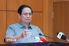 Thủ tướng Phạm Minh Chính kết luận buổi làm việc với Ban Thường vụ tỉnh ủy Thái Bình. (Ảnh: Dương Giang/TTXVN)