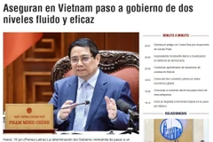 Bài báo tiêu đề “Việt Nam đảm bảo chuyển đổi sang mô hình chính quyền hai cấp thông suốt và hiệu quả” nhấn mạnh chỉ đạo mới nhất của Thủ tướng Phạm Minh Chính về việc thực hiện 28 nghị quyết về phân cấp, phân quyền. (Nguồn: Ảnh chụp màn hình)
