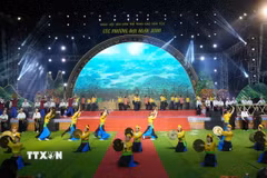 Một tiết mục văn nghệ đặc sắc gắn với văn hóa đồng bào các dân tộc tại lễ khai mạc Ngày hội. (Ảnh: Đức Phương/TTXVN)