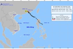 Hướng đi của áp thấp nhiệt đới. (Nguồn: Trung tâm Dự báo Khí tượng Thủy văn Quốc gia)