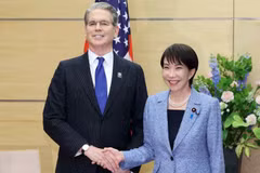 Bộ trưởng Tài chính Mỹ Scott Bessent hội kiến Thủ tướng Nhật Bản Sanae Takaichi. (Nguồn: Nikkei)
