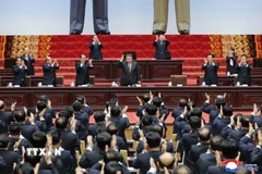 Nhà lãnh đạo Triều Tiên Kim Jong Un (thứ 4, trái) tại kỳ họp thứ nhất của Quốc hội tại Bình Nhưỡng, ngày 22/3/2026. (Nguồn: Yonhap/TTXVN)