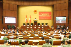 Hội nghị tại điểm cầu Nhà Quốc hội. (Ảnh: Phương Hoa/TTXVN)
