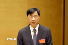 Đồng chí Nguyễn Duy Ngọc, Ủy viên Bộ Chính trị, Bí thư Trung ương Đảng, Trưởng Ban Tổ chức Trung ương giới thiệu Chuyên đề “Quy định thi hành Điều lệ Đảng." (Ảnh: Phương Hoa/TTXVN)