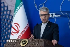 Người phát ngôn Bộ Ngoại giao Iran Esmaeil Baghaei phát biểu họp báo tại Tehran. (Nguồn: THX/TTXVN)