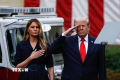 Tổng thống Mỹ Donald Trump tại lễ tưởng niệm 24 năm vụ tấn công khủng bố 11/9 ở Washington DC. (Nguồn: Anadolu Agency/TTXVN)