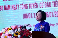 Phó Chủ tịch Quốc hội Nguyễn Thị Thanh phát biểu tại chương trình. (Ảnh: Đức Hiếu/TTXVN)