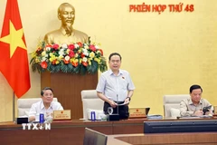Chủ tịch Quốc hội Trần Thanh Mẫn phát biểu khai mạc Phiên họp thứ 48 của Uỷ ban Thường vụ Quốc hội. (Ảnh: Doãn Tấn/TTXVN)
